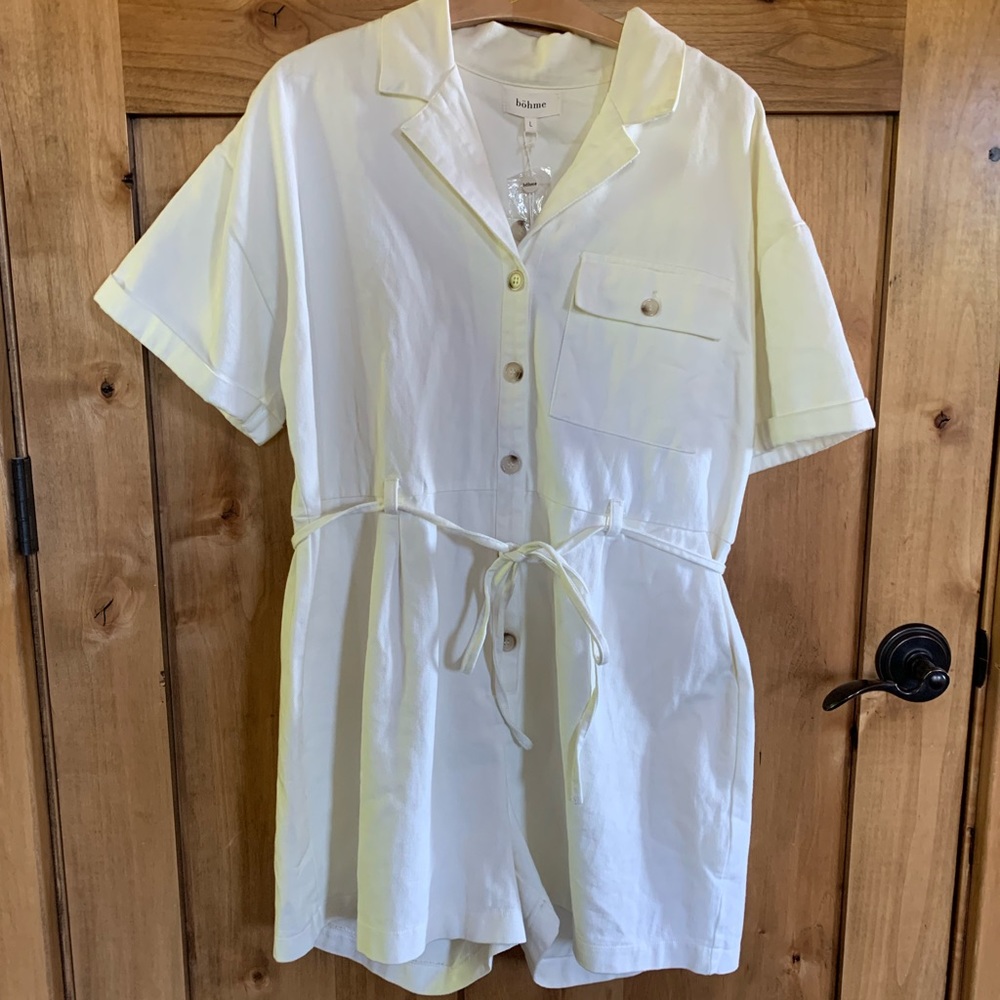 White short button down jumpsuit/romper